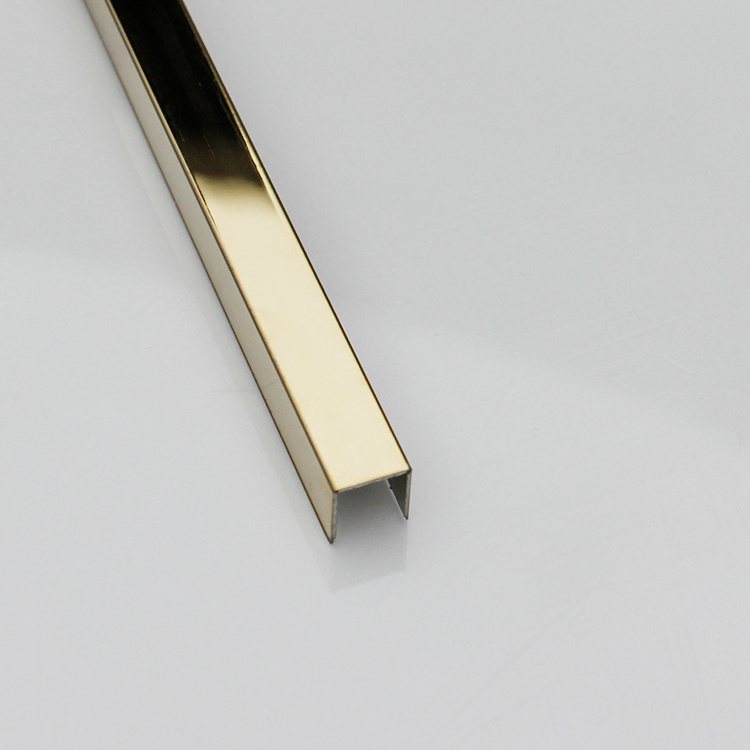 SS 201 304 316 U profile metal color pvd coating mirror polish flooring edging stainless steel tile trim