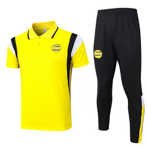 Custom Yellow Polo Tracksuit Football Soccer Training Suit Mens Track Suits