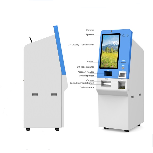 Outdoor touchscreen self-service payment Kiosk Machine with Cash Acceptor and Card Reader, android kiosk hardware