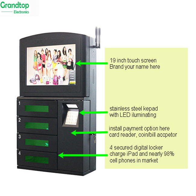 Wall mounted mobile cell phone charging machine kiosk station locker charges vending machines lockers