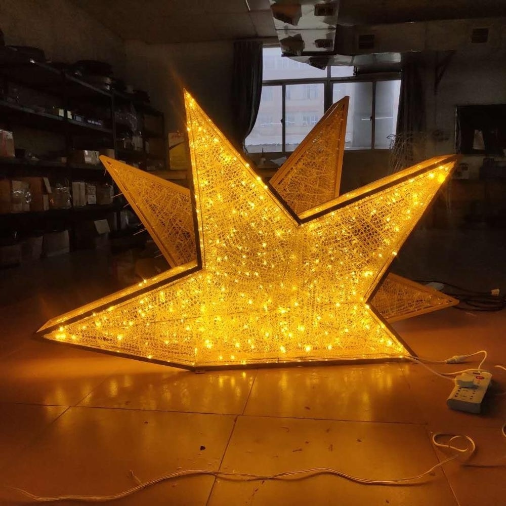 Outdoor use 3D Ramadan star motif lights for shopping mall decoration