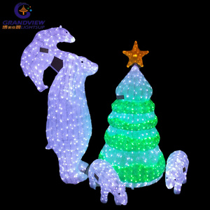 Outdoor Waterproof Christmas decorations White Color LED Motif Polar Bear Family Light