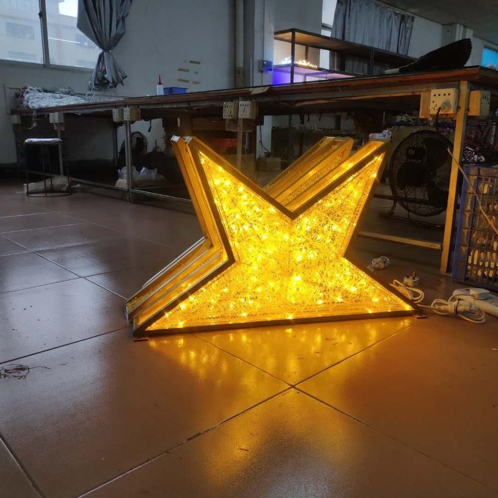 Outdoor use 3D Ramadan star motif lights for shopping mall decoration