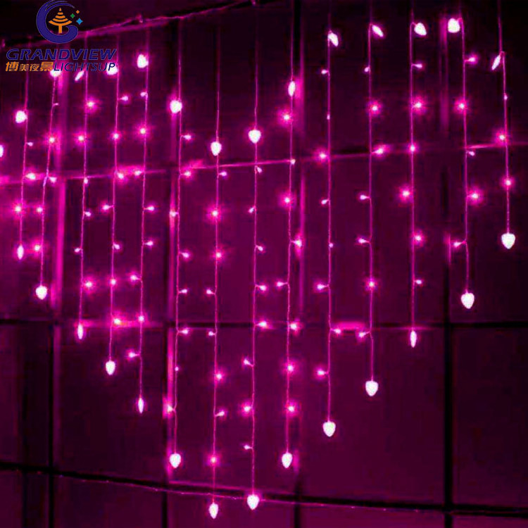 Wedding Love Shape Led Light Curtain Connectable Christmas Outdoor Curtain String Lighting Icicle Fairy Lights Curtains