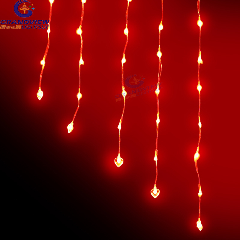 Wedding Love Shape Led Light Curtain Connectable Christmas Outdoor Curtain String Lighting Icicle Fairy Lights Curtains