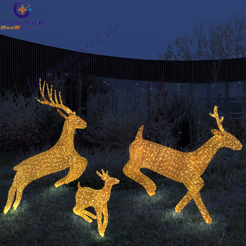 Popular Outdoor Waterproof 3D LED Reindeer Lights For Christmas Decoration