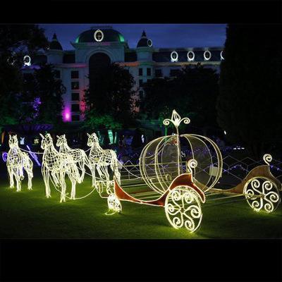 wholesale Christmas Decoration  Lights 3D Animal Shaped Holiday Motif Lighting Outdoor Santa with Sleigh and Reindeer