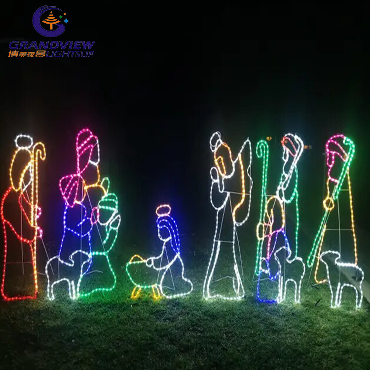 IP65 Wise Man Camel Commercial Motif Rope Light Jesus Nativity For Outdoor Christmas Lights