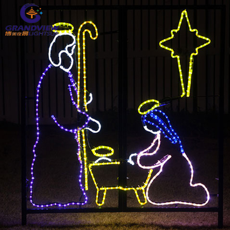 IP65 Wise Man Camel Commercial Motif Rope Light Jesus Nativity For Outdoor Christmas Lights