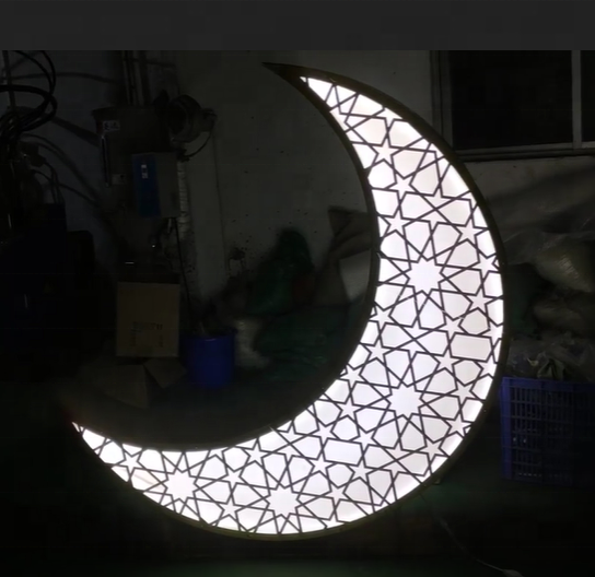 Ramadan Decoration Light Crescent Led Outdoor Motif Light  Holiday Decoration Mubarak Muslim islamic party decoration