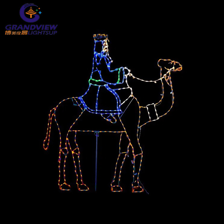 IP65 Wise Man Camel Commercial Motif Rope Light Jesus Nativity For Outdoor Christmas Lights