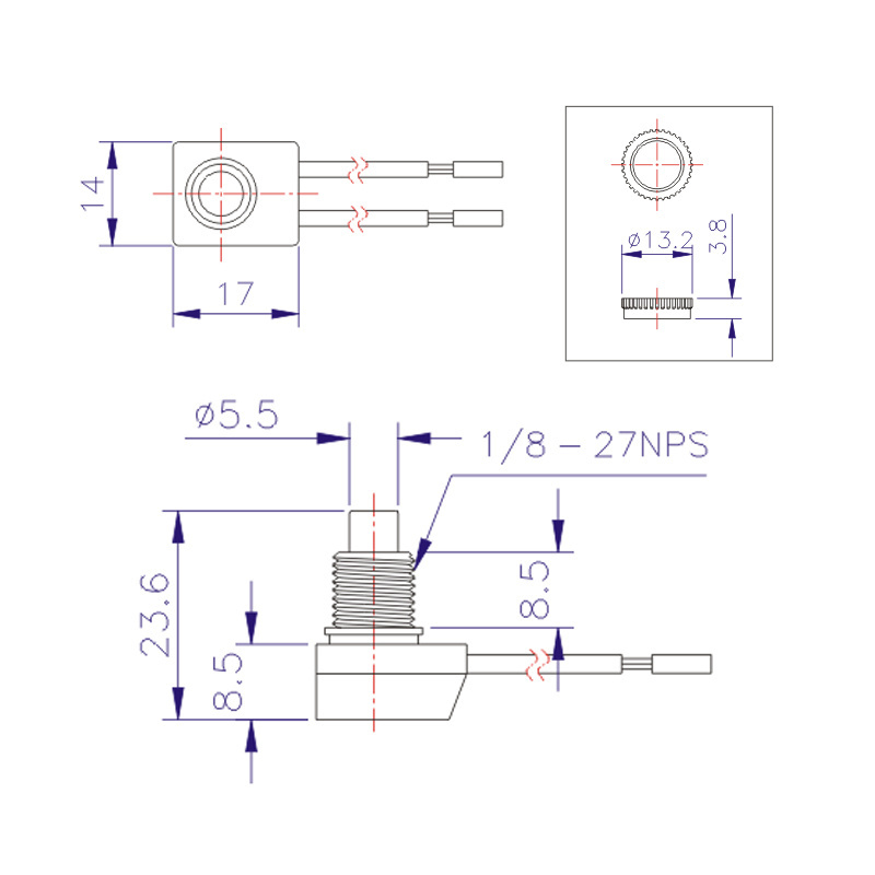 ZE-107S-1 Switch Push Button Witch 2 Wire Electric Push Button Switch