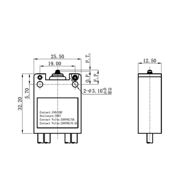 0.5A 250V 25T85 5E4 Big Size DPDT Waterproof Sealed Limit Switch