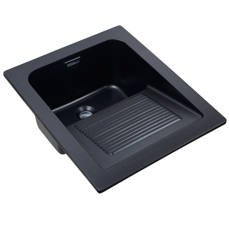 Luxury Quality Black  Quartz Stone Laundry Sink be used for Bathroom balcony wash clothes