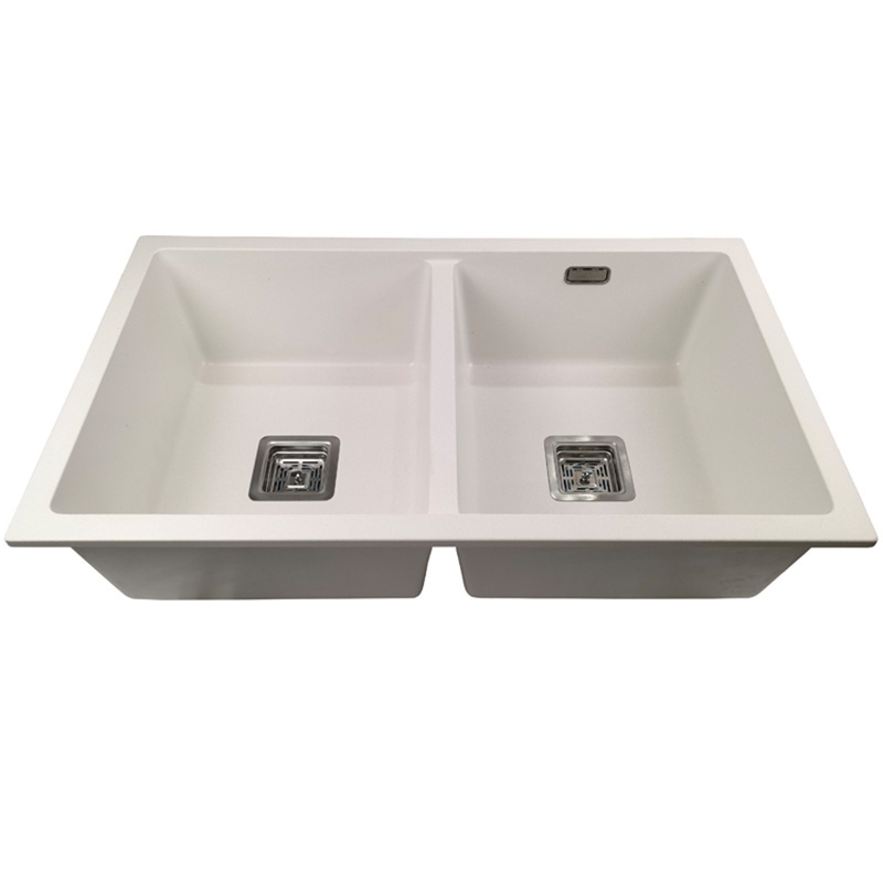 Hot Sale New Nano Anti-Scratch Kitchen Sink Double Bowl Quartz Stone Handmade Kitchen Undermount Sink