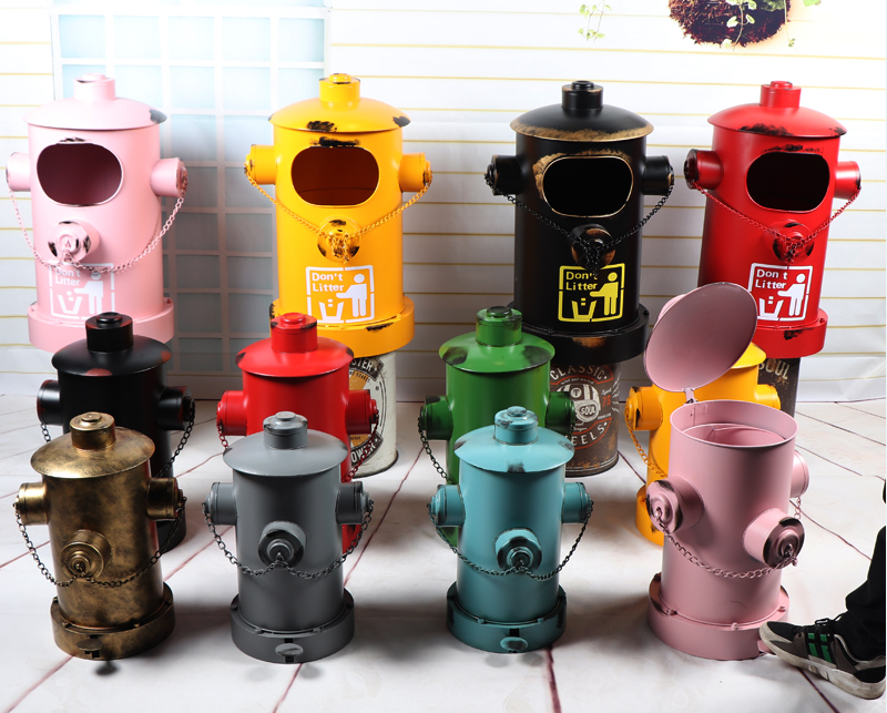 Retro nostalgic industrial style Fire Hydrant Statue Phone booth oil barrel fire extinguisher piggy bank Gift for Fireman