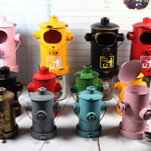 Retro nostalgic industrial style Fire Hydrant Statue Phone booth oil barrel fire extinguisher piggy bank Gift for Fireman