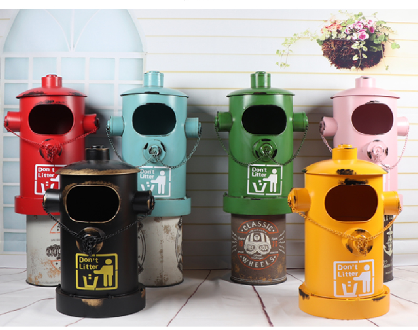 Retro nostalgic industrial style Fire Hydrant Statue Phone booth oil barrel fire extinguisher piggy bank Gift for Fireman