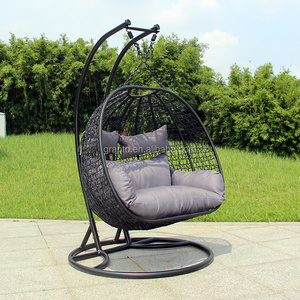 Outdoor garden rattan double swing chair living room metal swing chair