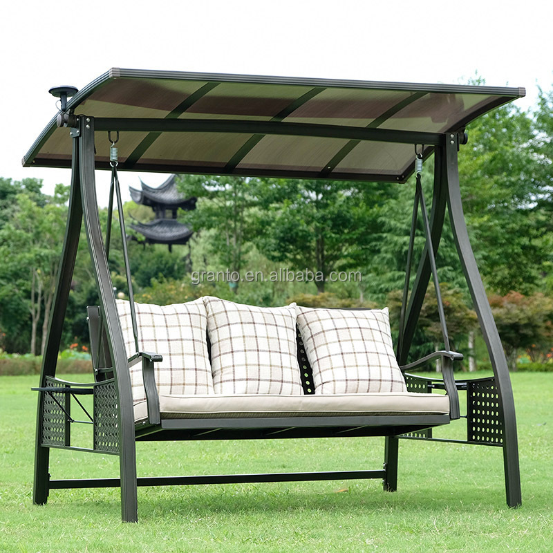 Comfortable three seat swing chair outdoor garden padded hanging chair