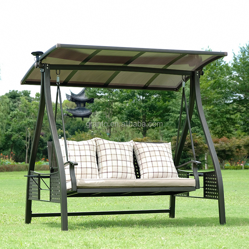 Comfortable three seat swing chair outdoor garden padded hanging chair