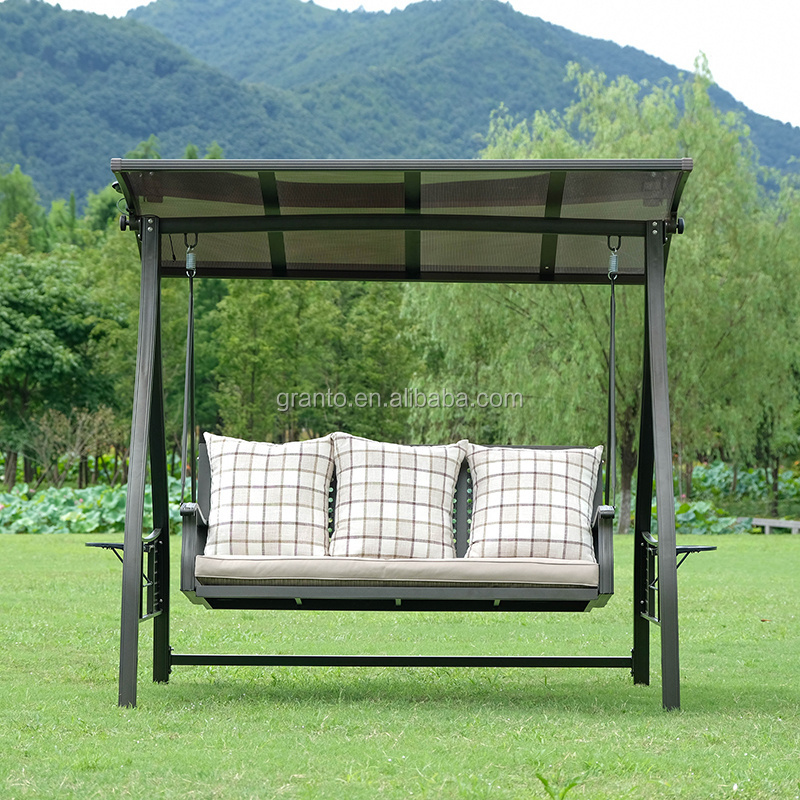 Comfortable three seat swing chair outdoor garden padded hanging chair