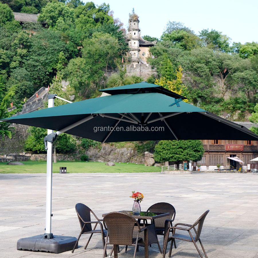 beautiful cheap aluminium furniture square shape waterproof parasol outdoor patio double tops umbrella