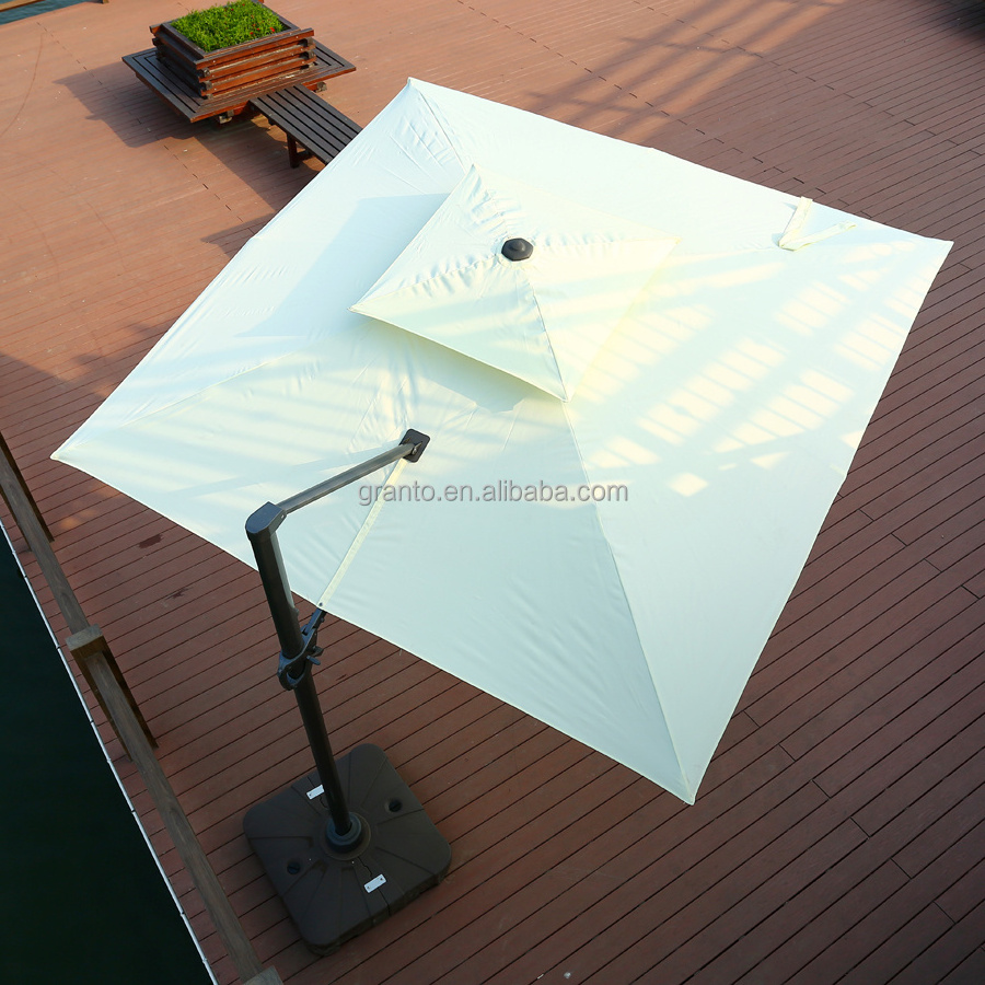 beautiful cheap aluminium furniture square shape waterproof parasol outdoor patio double tops umbrella