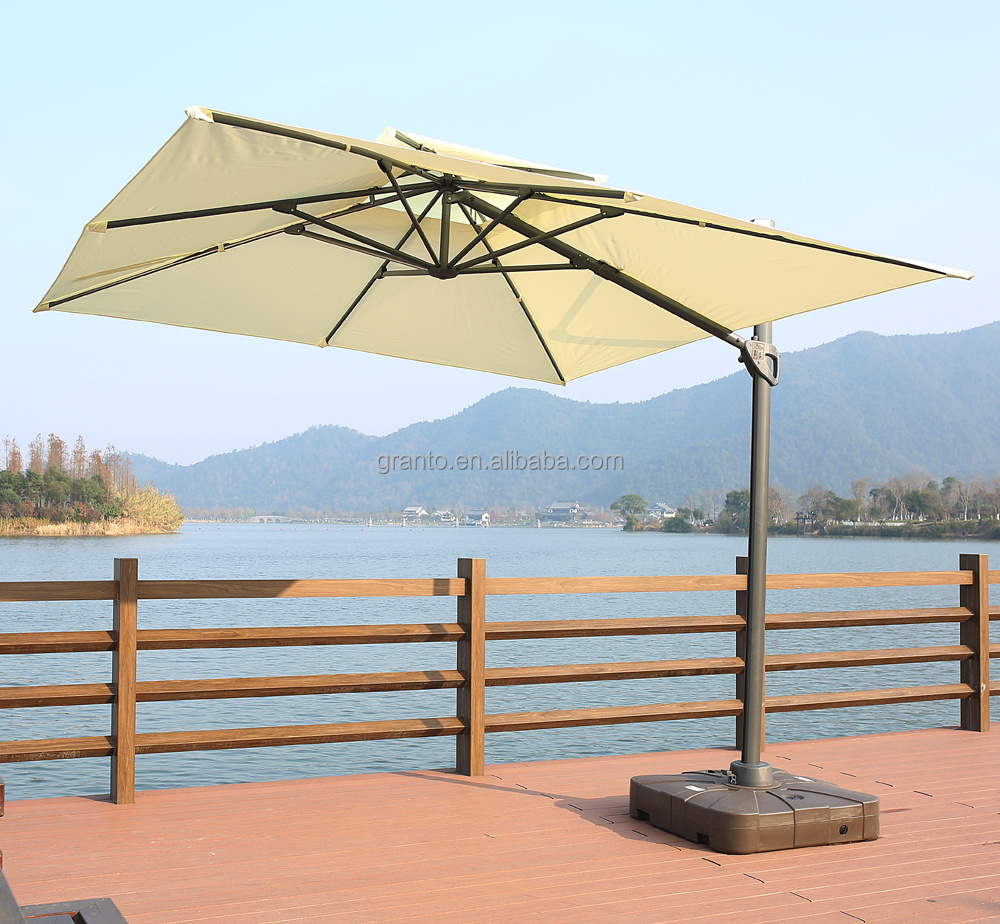 beautiful cheap aluminium furniture square shape waterproof parasol outdoor patio double tops umbrella