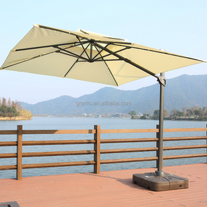 beautiful cheap aluminium furniture square shape waterproof parasol outdoor patio double tops umbrella