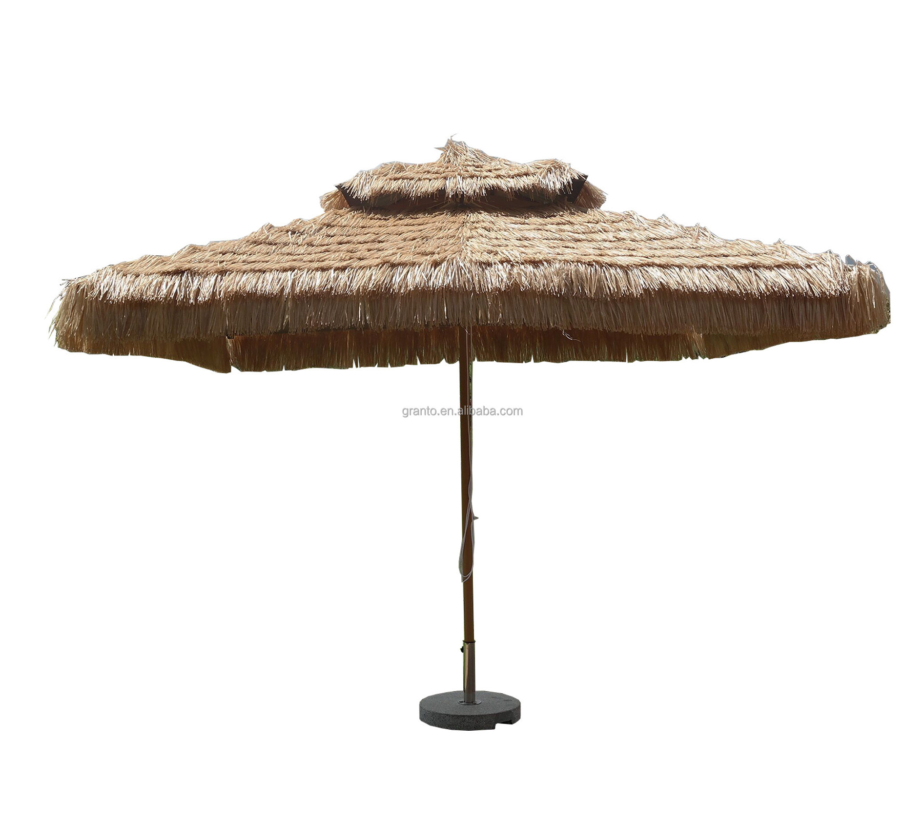 Hot sale high quality  outdoor beach use straw round parasol waterproof sunshade umbrella