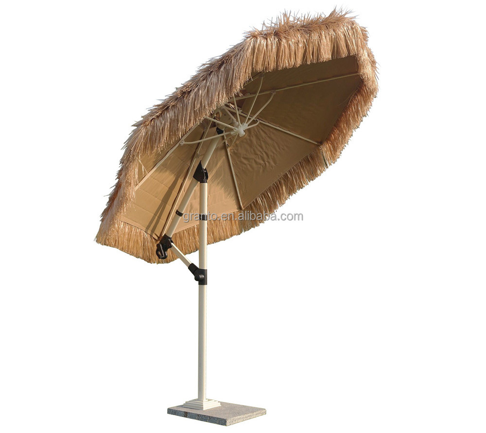 Hot sale high quality  outdoor beach use straw round parasol waterproof sunshade umbrella