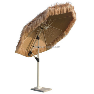 Hot sale high quality  outdoor beach use straw round parasol waterproof sunshade umbrella