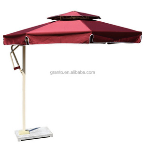 Hot sale simple outdoor use umbrella metal frame furniture backyard relax square parasol with handle