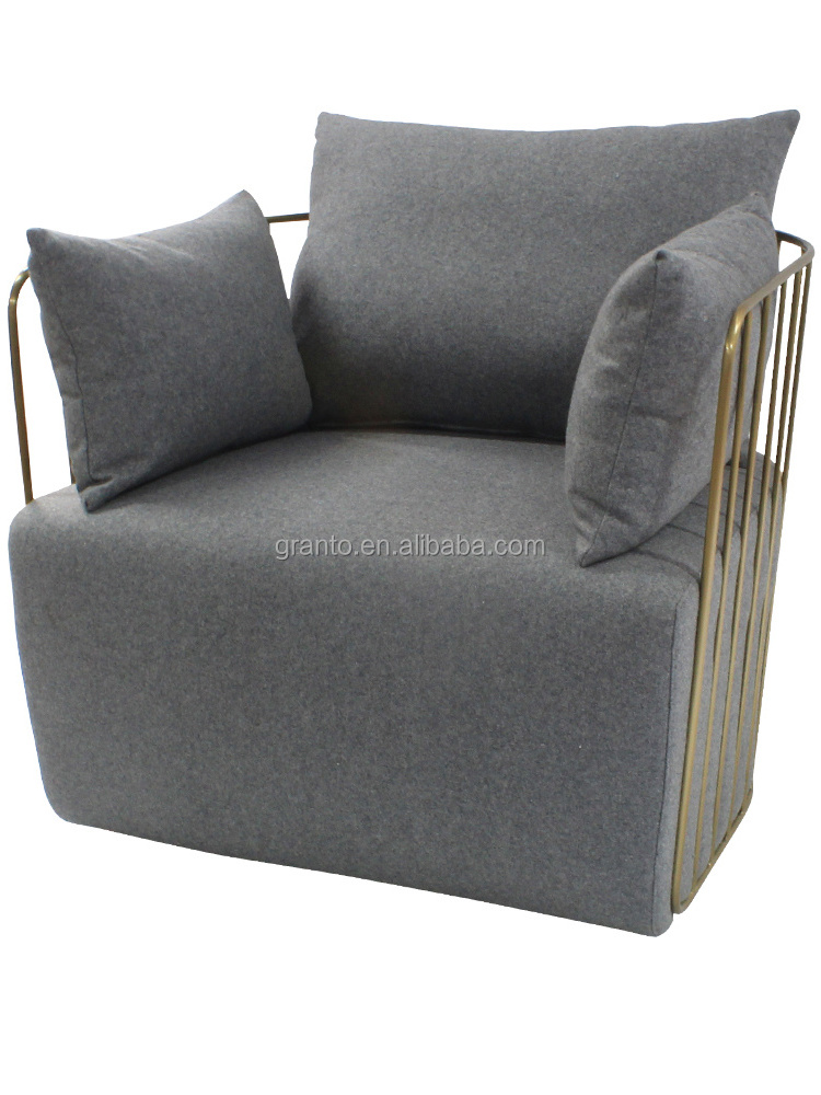 Luxury gold high back sofa chair indoor velvet fabric single sofa hotel leisure chair for bedroom