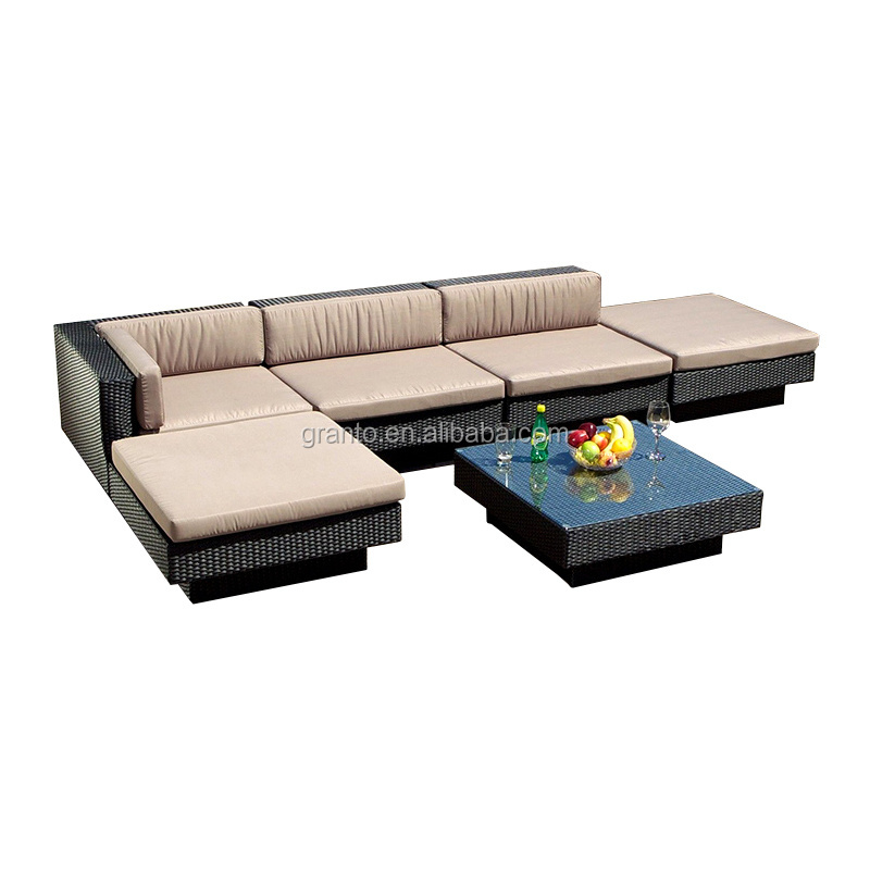 Leisure design outdoor balcony furniture wicker rattan sofa set aluminium sofa with cushion