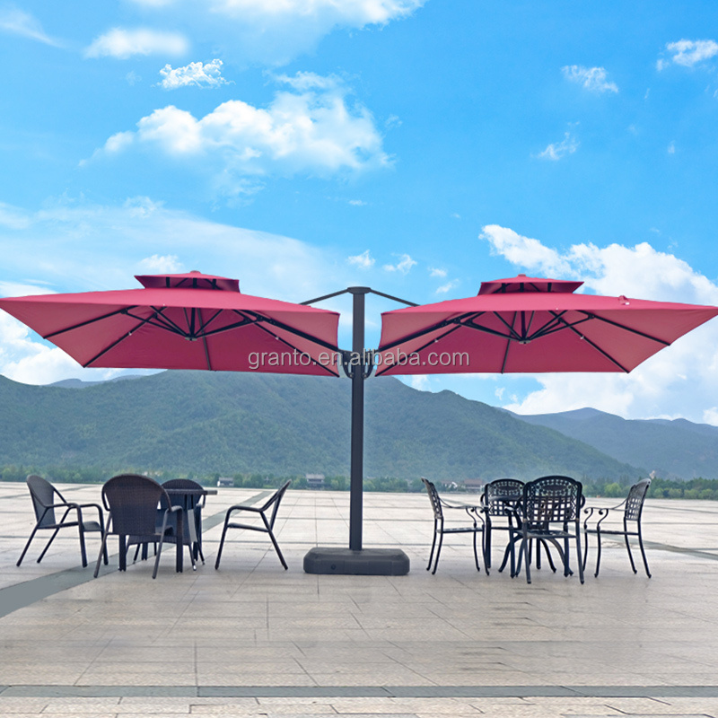 Beautiful design outdoor garden furniture both side parasol restaurant umbrella