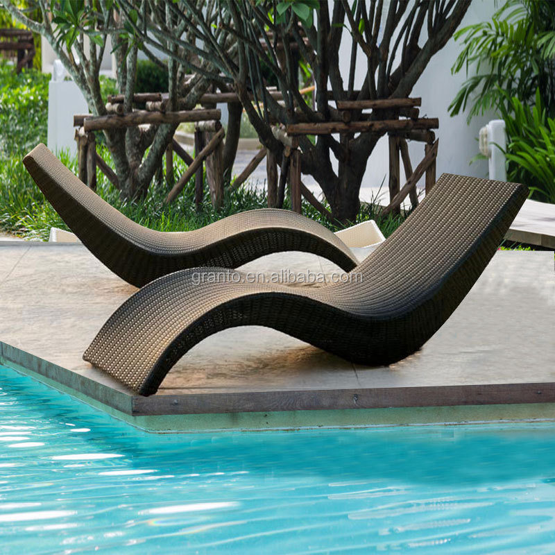 Leisure outdoor furniture swimming pool chaise lounger chair rattan beach sun lounger