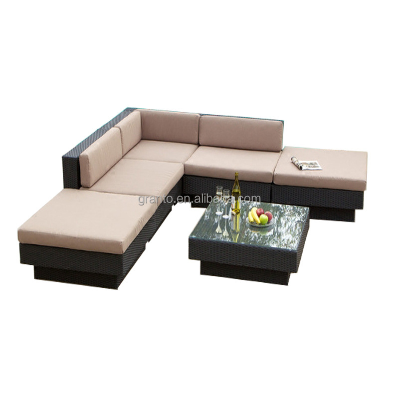 Leisure design outdoor balcony furniture wicker rattan sofa set aluminium sofa with cushion