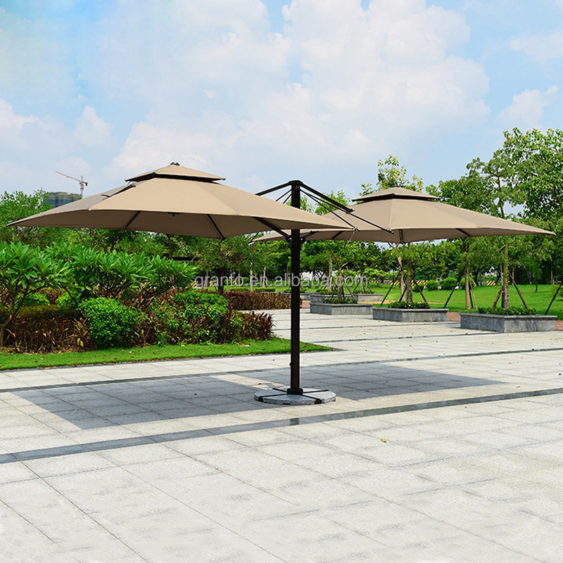 Beautiful design outdoor garden furniture both side parasol restaurant umbrella