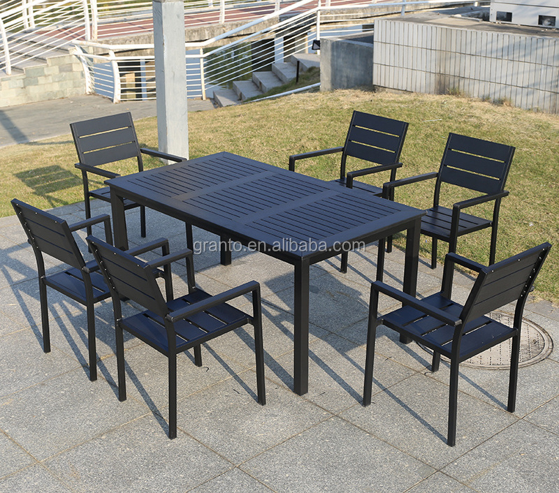 Cozy outdoor waterproof wood dining set garden square table and chair