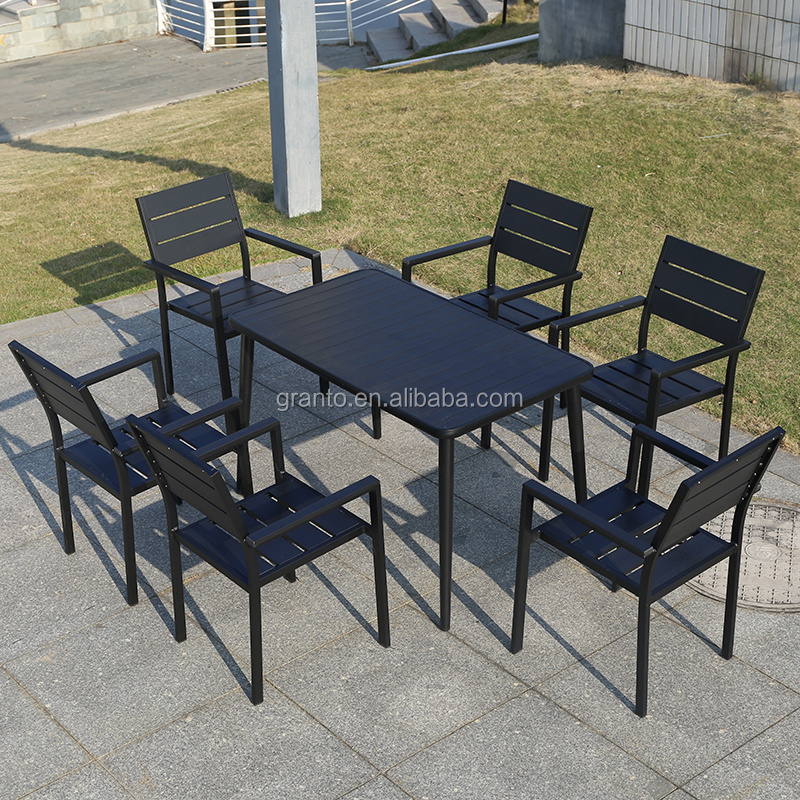 Cozy outdoor waterproof wood dining set garden square table and chair