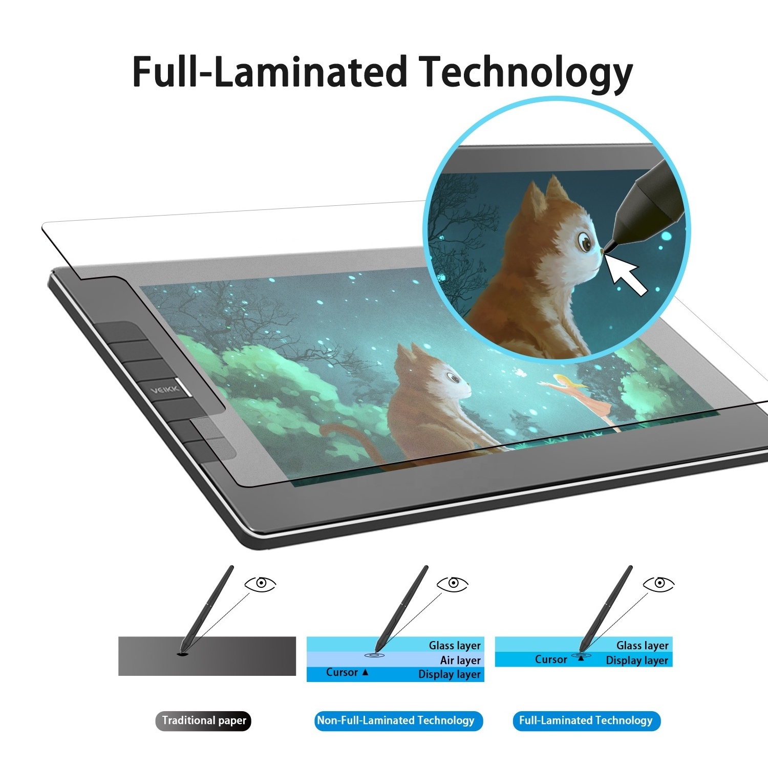 VEIKK VK1200 Factory Price Drawing Tablet Monitor with 6 Shortcut Keys and 8192 Levels Pressure Pen