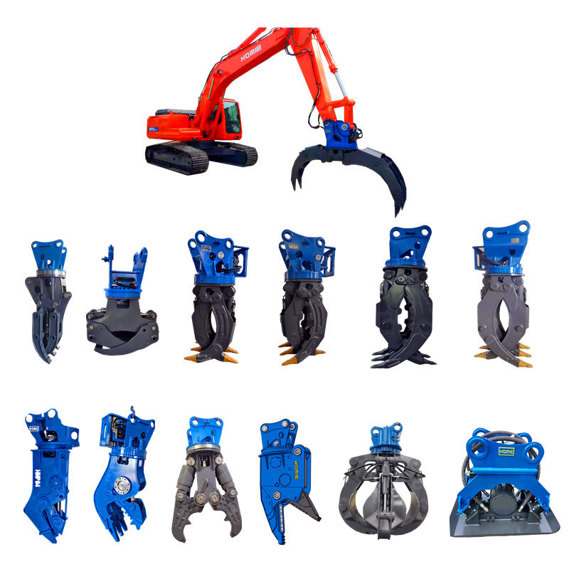 Excavator Hydraulic Rotating  Wood Log Timber Steel Rock Stone  Grapple Claw Attachment  for Sale