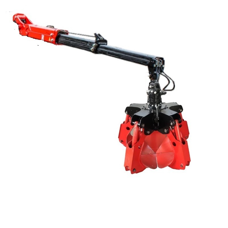 Truck Crane Knuckle  Boom  Orange Peel  Grab 360 Liters  for Scrap Loading and Unloading Kubota Rock Bucket 5.5 ton