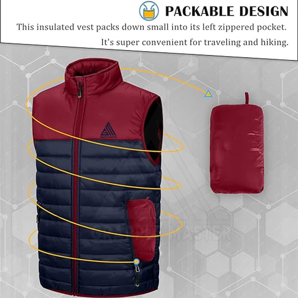 Puffer Vest For Winter Lightweight Outerwear With Zipper Pockets Casual Outdoor Puffer Vest