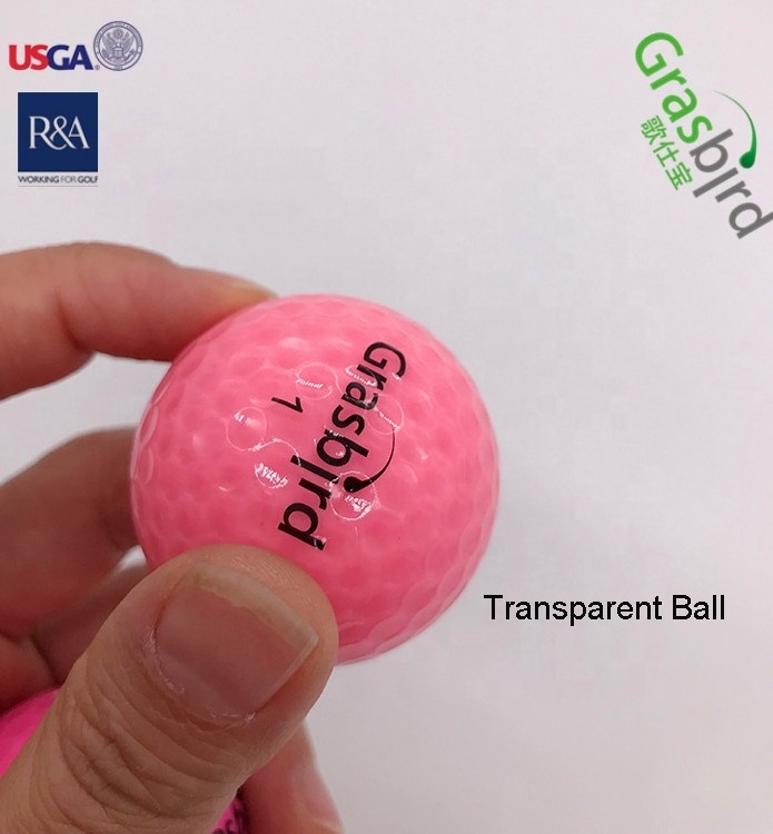 High Quality Crystal Golf Ball Grasbird Logo Light Pink Transparent Golf Balls