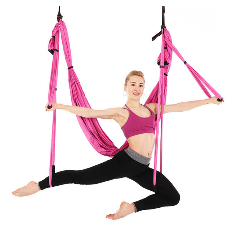 Wholesale Adjustable Silk Nylon Aerial Yoga Swing Frame Hanging Strap Rope Antigravity Yoga Hammock for Flying Yoga Training