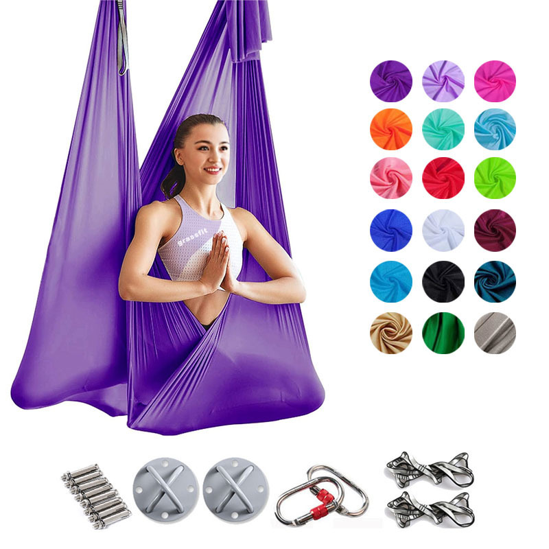 High Quality 5M Nylon Anti Gravity Flying Yoga Bed High Stretch Aerial Yoga Hammock Swing Aerial Pilates Silk Yoga Flying Swing