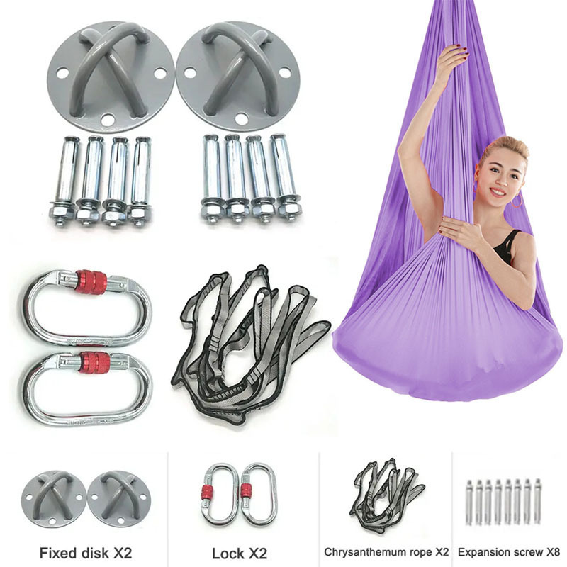 Multicolor Antigravity 5m*2.8m Yoga Swing Aerial Yoga Hammock Aerial Silks for Yoga Pilates Exercise